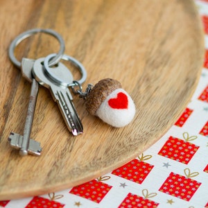 Handmade keychain Love gifts for her valentines day Wool white and red acorn keychain Cute keychain Small gifts for valentines day image 7