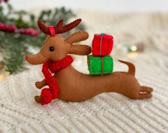 Christmas dog ornament Felt funny dog Christmas dog Christmas Ornaments Christmas gifts, Christmas decor Felt dachshund dog ornament