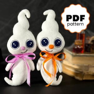 Halloween ghosts pattern PDF pattern Easy pattern Ghost Halloween ornament tutorial Ghost Felt halloween pattern Ghost DIY ornament