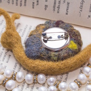 Snail brooch Handmade brooch Felt brooch Wool brooch Women's accessories Felted Miniature snail Felted snail Eco Friendly image 3