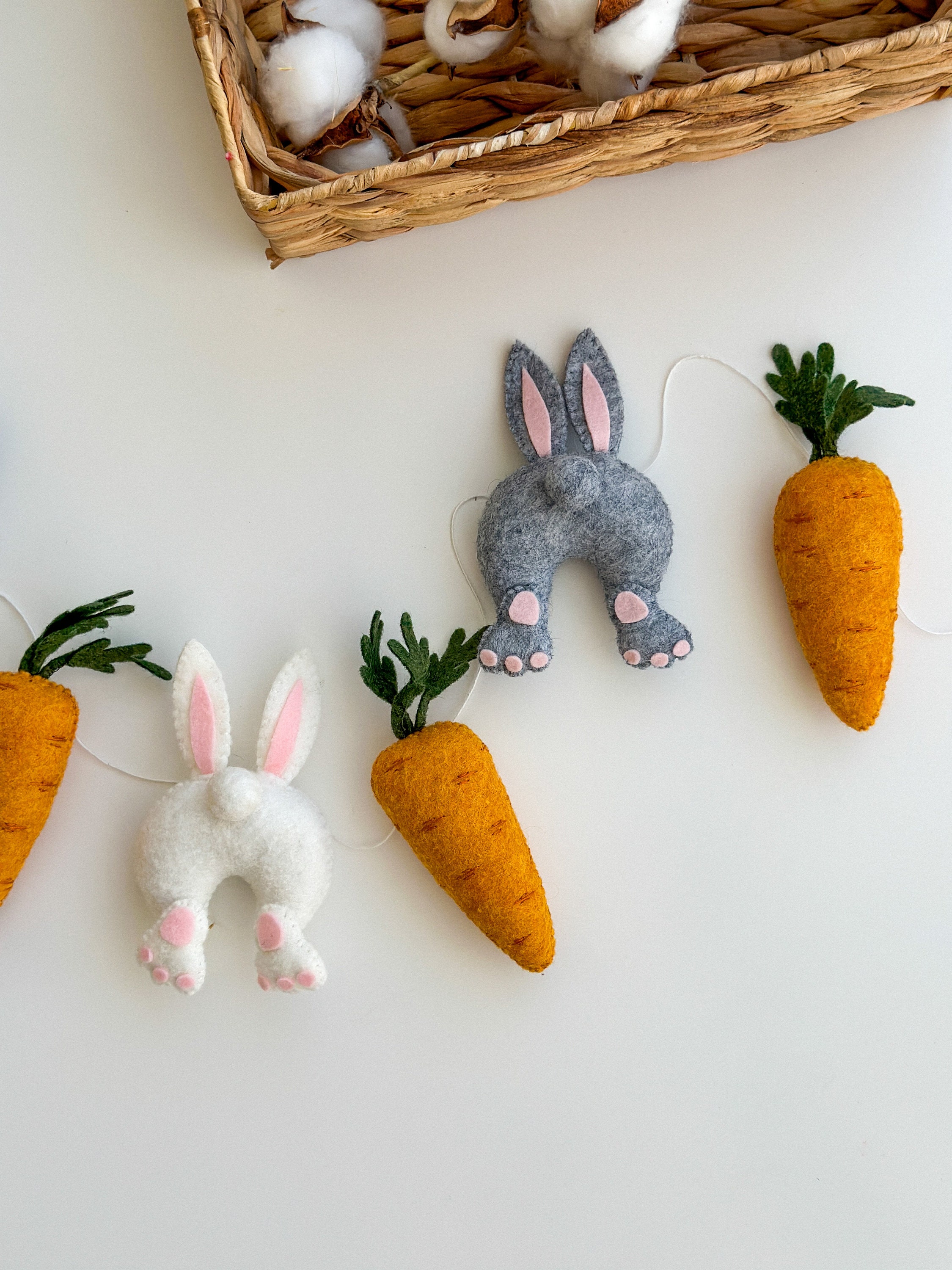 Easter Garland, Felt Bunny Garland, Easter Decor, Spring Garland ...