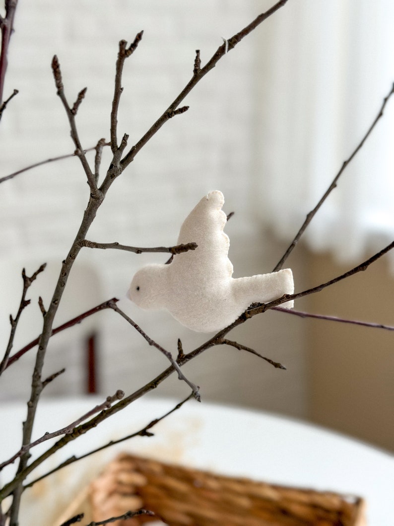 Felt White Bird Ornaments, Easter ornament, Easter decorations, Easter gifts, Easter Tree Decor, Wedding decorations, holiday ornaments image 9