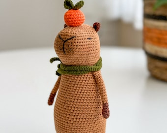 Handmade Crochet Capybara Amigurumi Toy, capybara crochet toy, crochet gift, funny crochet animals