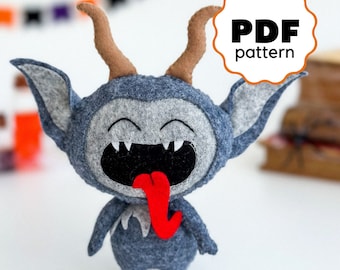 Halloween Krampus pattern PDF pattern Easy pattern Krampus Halloween ornament tutorial Krampus Felt halloween pattern Krampus DIY ornament