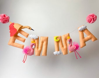 Baby Name Sign Baby Name Garland Personalized Name Banner Felt Nursery Letters Baby Name Bunting Wall Decoration Banner Name Sign