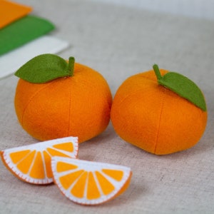 Orange play food, Citrus fruits felt, Toy Orange stuffed toys for baby, pretend play kids kitchen, cooking toys, farmers market image 5