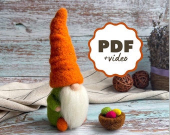Gnome Needle Felting Tutorial, PDF Pattern, Gnomes Pattern Instant Download, Includes Video Instructions, Beginner Friendly PDF Instructions