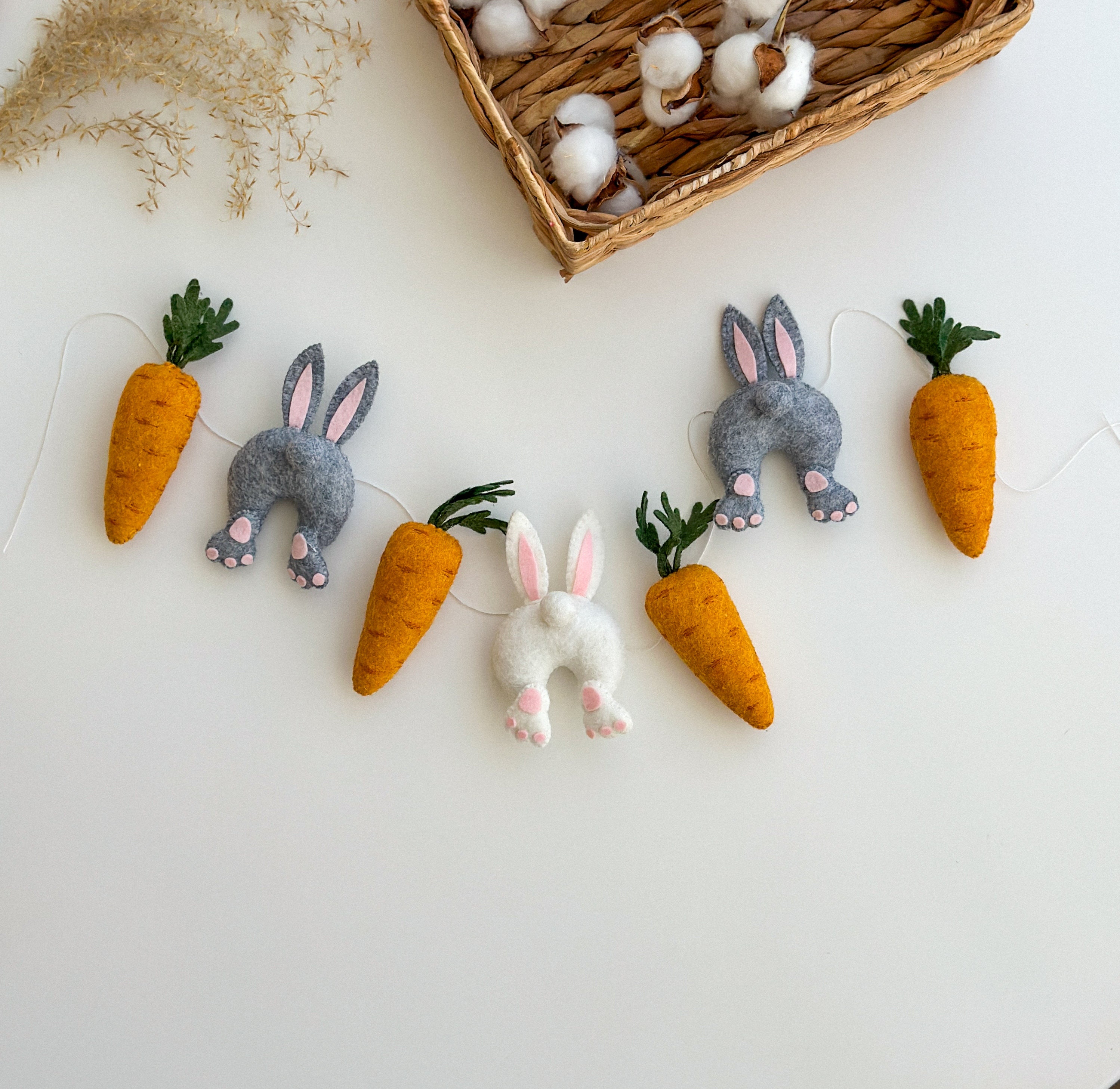 Easter Garland, Felt Bunny Garland, Easter Decor, Spring Garland ...
