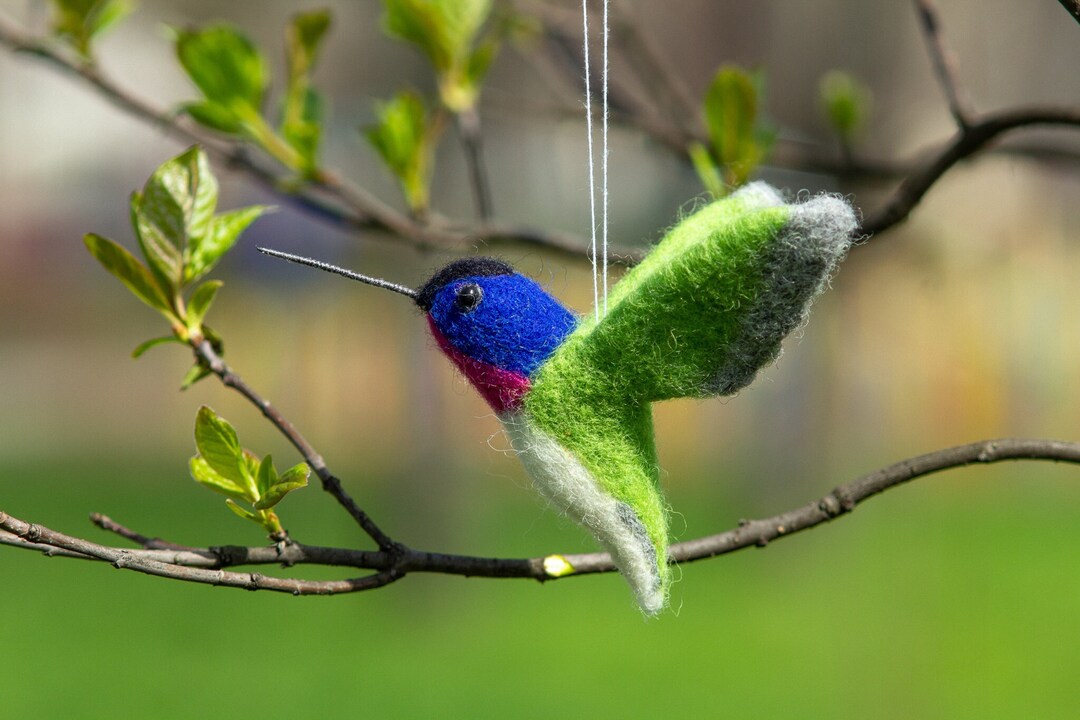 Wool Hummingbird Ornament, Needle Felted Hummingbird, Needle Felted