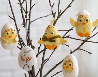 Eierbroedornament met schattige kuikens en leuke details, paaskipornament, paasdecoraties, paascadeaus, paasboomdecor