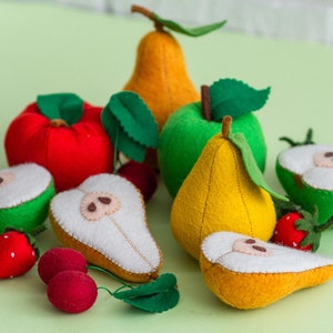 Big set of toy fruits, Pretend Play Food, play Kitchen, gift for kids, play kitchen food, Pretend Play Set fruits, Felt educational toy