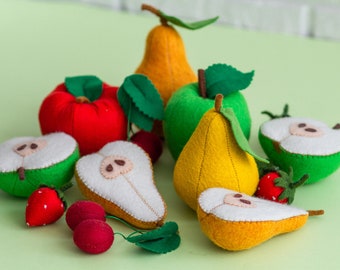 Grande set di frutta giocattolo, Fai finta di giocare con il cibo, gioca in cucina, regalo per i bambini, gioca con il cibo in cucina, Fai finta di giocare con frutta, giocattolo educativo in feltro