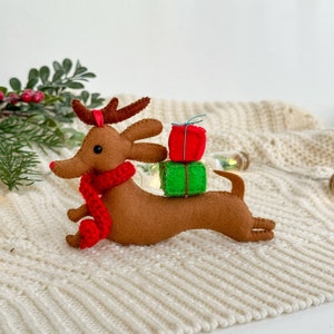 Christmas dog ornament Felt funny dog Christmas dog Christmas Ornaments Christmas gifts, Christmas decor Felt dachshund dog ornament image 5