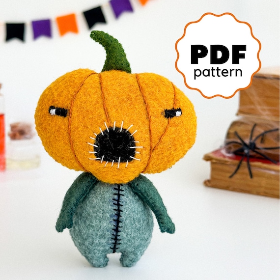 Felt Halloween pumpkin pattern PDF pattern Easy pattern Halloween Halloween pumpkin Halloween ornament tutorial Felt halloween DIY ornament