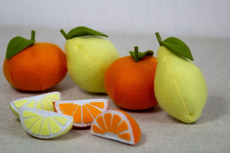 Orange play food, Citrus fruits felt, Toy Orange stuffed toys for baby, pretend play kids kitchen, cooking toys, farmers market image 7