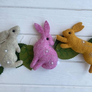 Bunny Garland, Spring Garland, Easter Felt Garland Bunnies and Felt ...