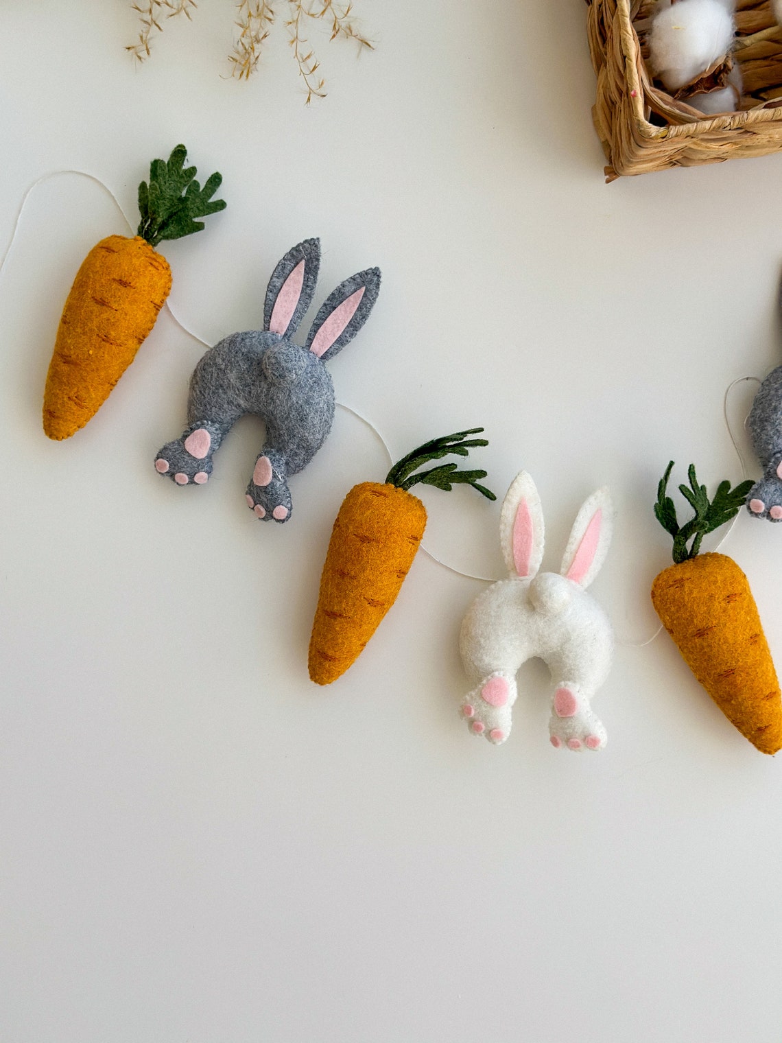 Easter Garland, Felt Bunny Garland, Easter Decor, Spring Garland ...