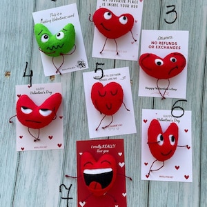 Lustige Herz Valentinstag Karte |  Liebe Herz Tasche Umarmung |Hand genähte Filz Tasche Umarmung | Pick Me Up Geschenk | Freundin Freund Briefkasten Geschenk
