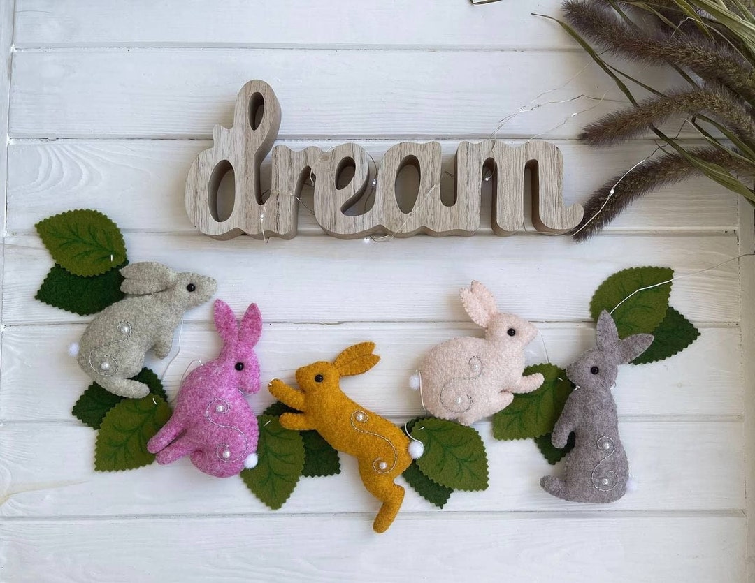 Easter Bunny Garland, Spring Garland, Easter Felt Garland Bunnies and ...
