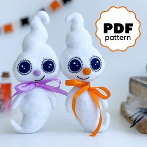 Halloween ghosts pattern PDF pattern Easy pattern Ghost Halloween ornament tutorial Ghost Felt halloween pattern Ghost DIY ornament