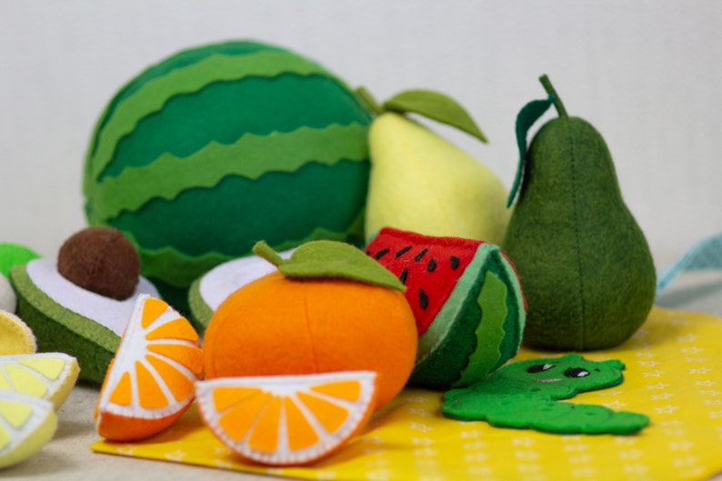 Orange play food, Citrus fruits felt, Toy Orange stuffed toys for baby, pretend play kids kitchen, cooking toys, farmers market image 8