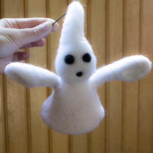 Needle Felted Ghost Wool Felt Halloween Display October Decor image 2