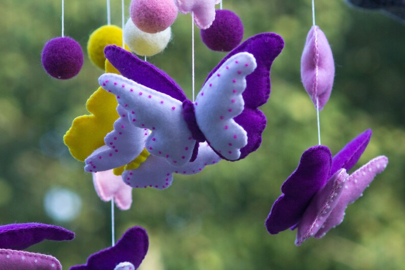 Baby mobile Butterfly Baby Mobile Purple Butterflies Hanging Etsy