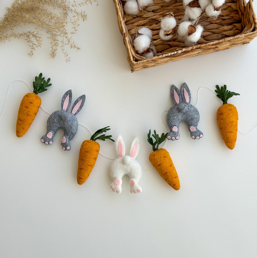 Easter Garland, Felt Bunny Garland, Easter Decor, Spring Garland ...