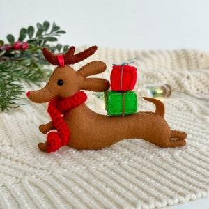 Christmas dog ornament Felt funny dog Christmas dog Christmas Ornaments Christmas gifts, Christmas decor Felt dachshund dog ornament image 8