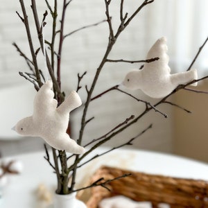 Felt White Bird Ornaments, Easter ornament, Easter decorations, Easter gifts, Easter Tree Decor, Wedding decorations, holiday ornaments image 4