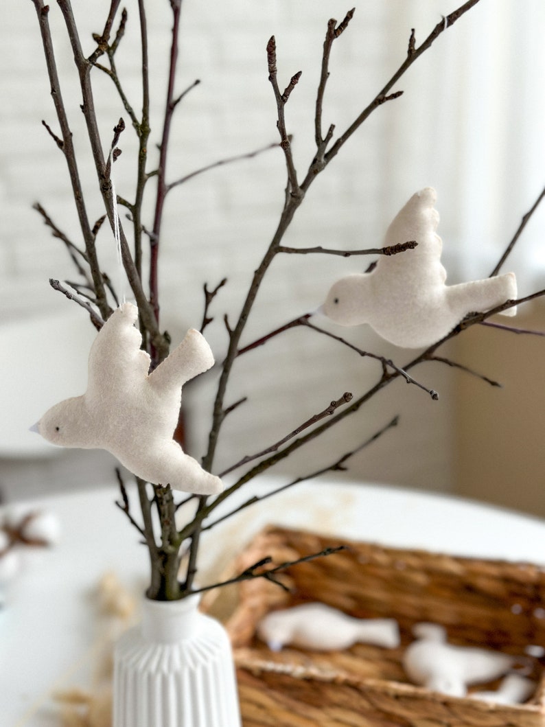 Felt White Bird Ornaments, Easter ornament, Easter decorations, Easter gifts, Easter Tree Decor, Wedding decorations, holiday ornaments image 4
