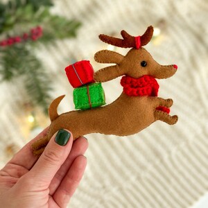 Christmas dog ornament Felt funny dog Christmas dog Christmas Ornaments Christmas gifts, Christmas decor Felt dachshund dog ornament image 6