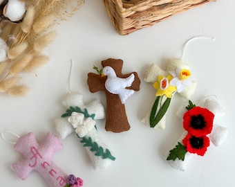 Easter Cross Ornament with Dimensional Flowers Christian Gift for Easter Christian gift, Easter decorations, Easter gifts, Easter Tree Decor