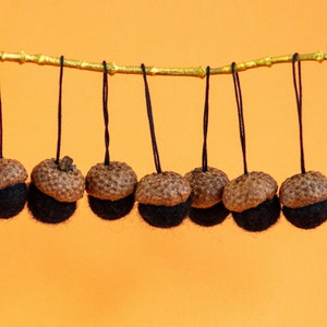 Glands feutrés avec capuchon de gland naturel ornements de Noël rustique automne automne décor à la maison, remplisseurs de bol aiguille feutre glands rustiques