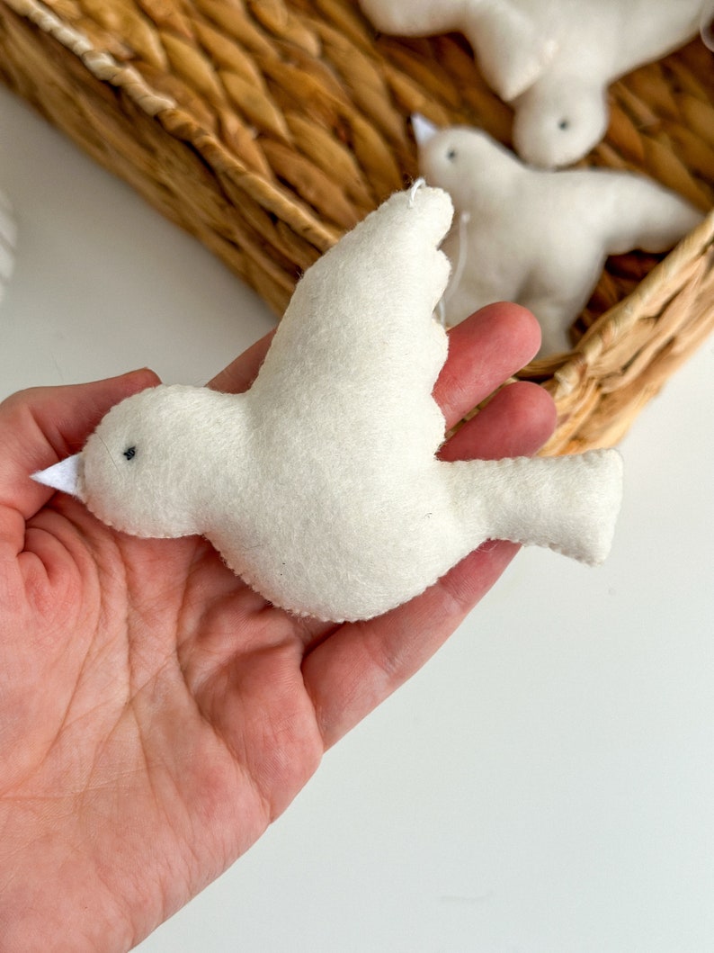 Felt White Bird Ornaments, Easter ornament, Easter decorations, Easter gifts, Easter Tree Decor, Wedding decorations, holiday ornaments image 3