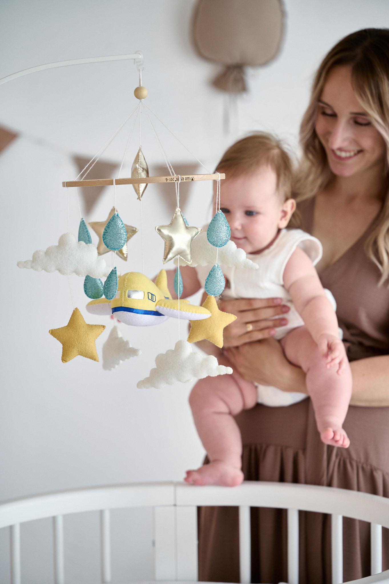 Airplane Crib Mobile Clouds Stars Baby Mobile Baby Shower Gift Airplane
