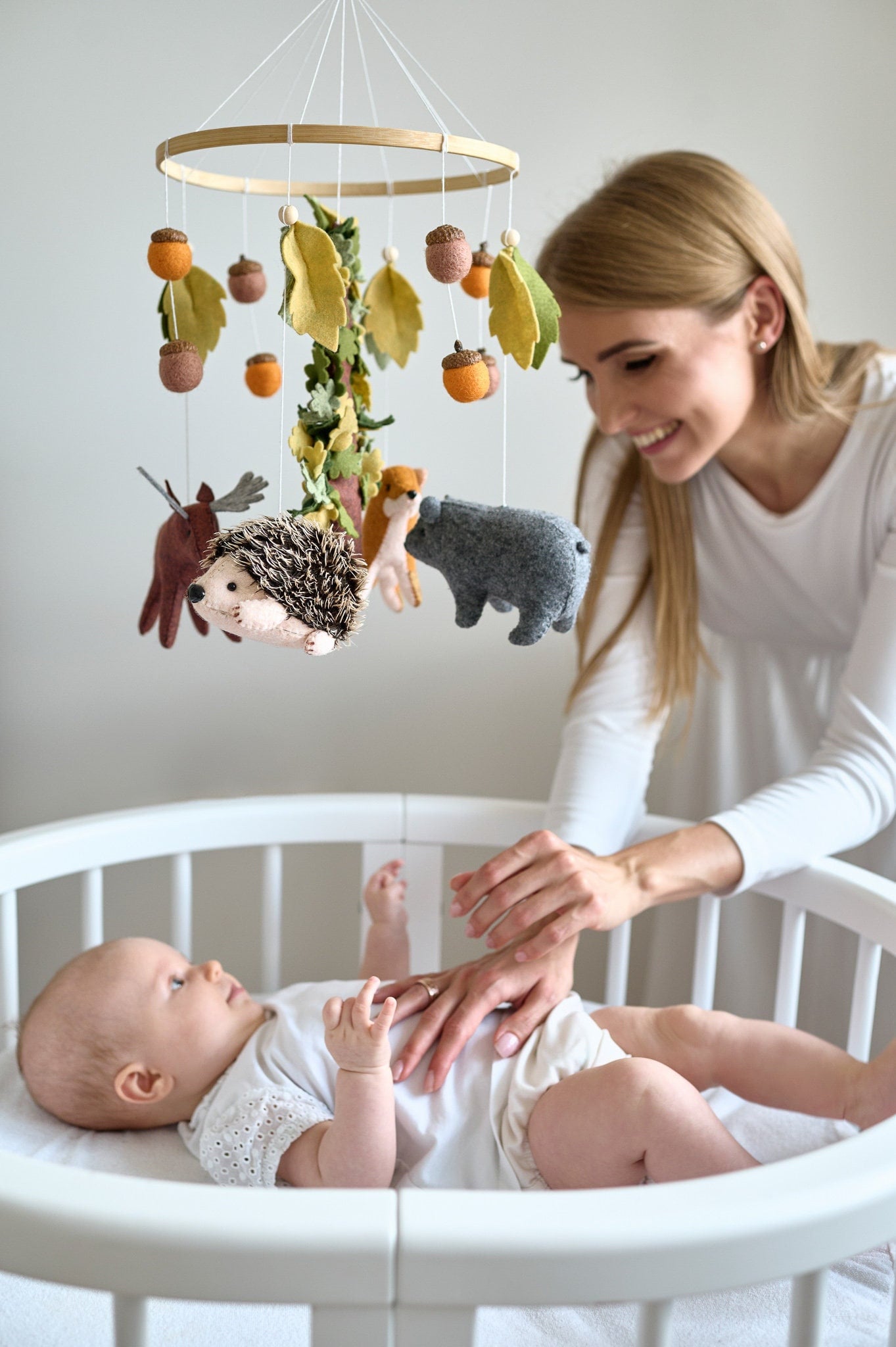 Woodland Baby Mobile, Forest Nursery Baby Crib Gift For Future Mother, Hanging Shower Gift