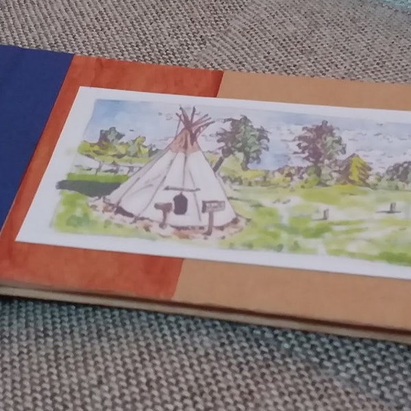 Original craftbook, notebook, indien teepee warercolor