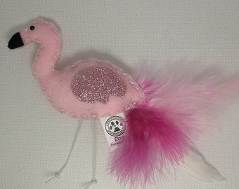 Flamingo Cat Toy with feathers and catnip/valerian