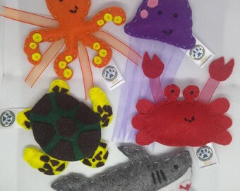 Sea Animals Cat Toys with catnip/valerian
