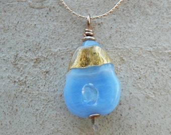 Dichroic Bead Necklace, Periwinkle Pendant Necklace, Bridal Jewelry, Murano Glass Pendant