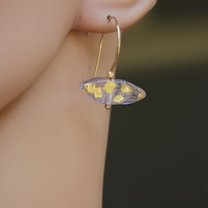 Lavender Earrings, Elegant Earrings, Leaf Earrings, Lampwork Jewelry, Glass Bead Earrings