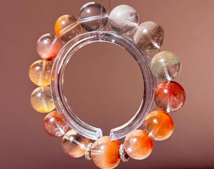 Phoenix Resonance/凤鸣/rutilated crystal/兔毛水晶/Healing Crystal Energy beads/Natural Gemstones/Feng Shui Wealth & Harmony Jewellery