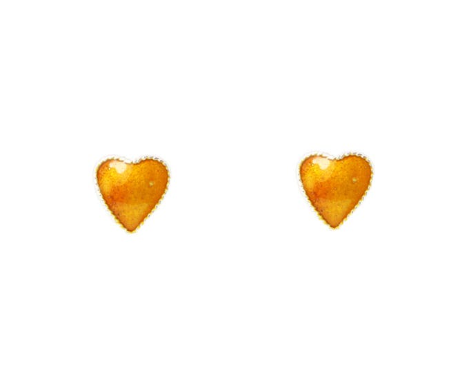 Little Heart Ear Studs-Enamel Ear Studs-Orange Color