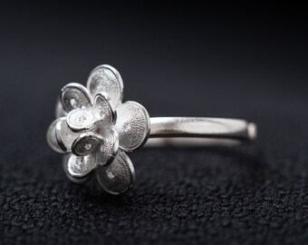 Silver Filigree Ring-Handmade Pure Solid Silver Ring-Flower Shape Sizable ring- Gift for Girls
