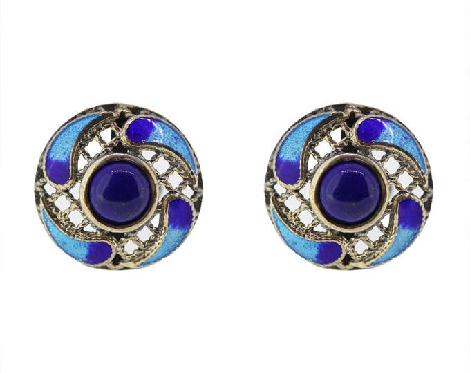 Sterling Silver Core With gold plated surface Set Red agate Earrings-Enamel Ear Stud-Filigree Ear Stud
