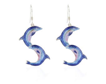 Enamel earrings-Dolphin earrings-Handmade earrings-gifts for lady