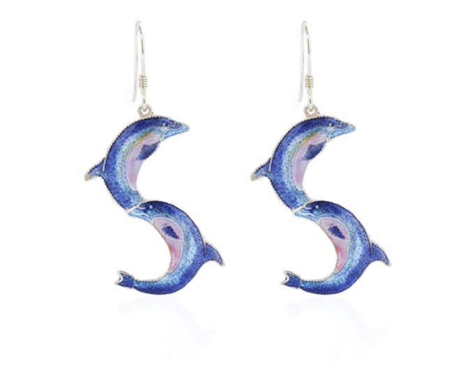 Enamel earrings-Dolphin earrings-Handmade earrings-gifts for lady