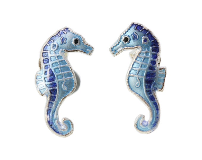Sea Horse Ear Studs-Enamel Ear Studs-Hippocampus