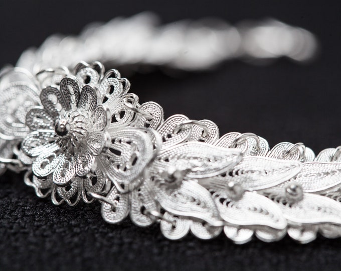 Fine Silver Bracelet-Filigree Chain Bracelet